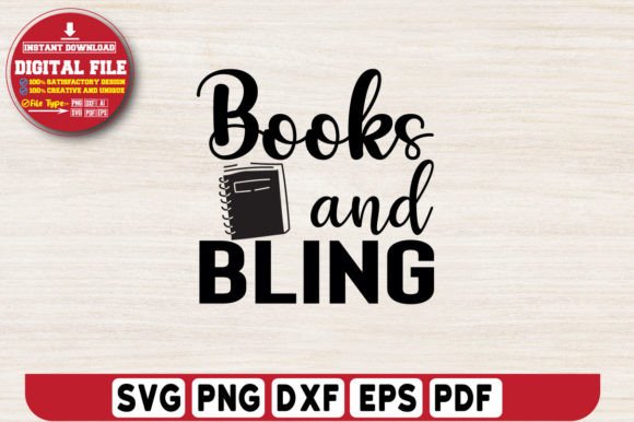 Books and Bling Svg Design