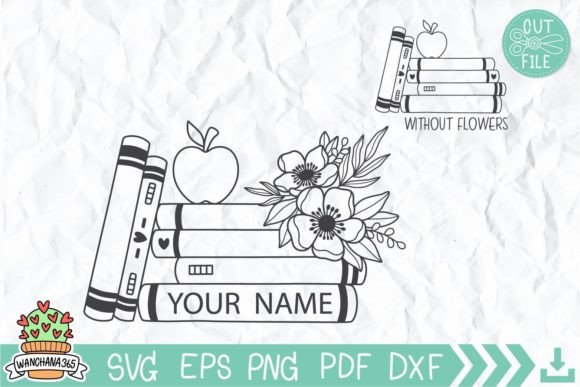 Books with Flowers Monogram Svg: Graphics and Crafts in One