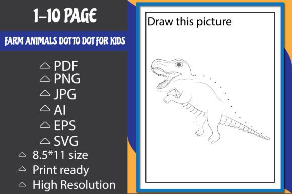 Farm Animals Dot to Dot for Kids: Graphics & Coloring Pages