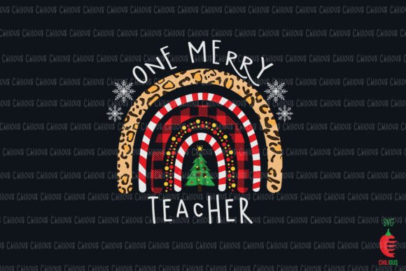 One Merry Teacher Rainbow Christmas Graphics