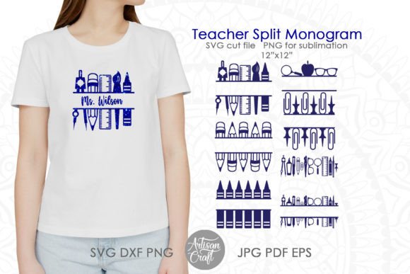Teacher Split Monogram: Graphics and Crafts